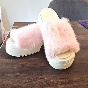 Chunky white platform sandals